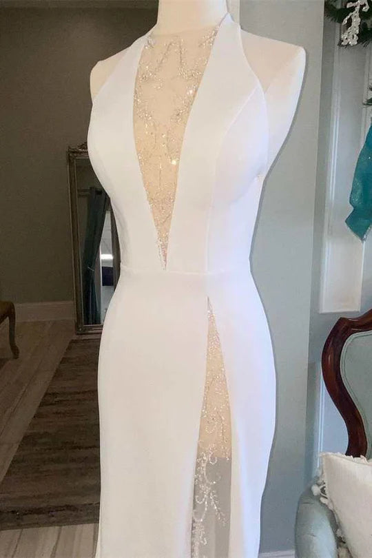 Robe de mariée longue sirène dos nu avec licou